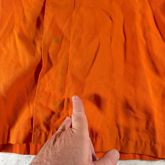 Tyndale FR Full Zip / Snap Cover Shirt Men L Safety Orange Union Made USA Smock - Picture 7 of 14